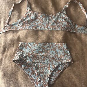 Everlane Floral Bikini in Blue and Brown